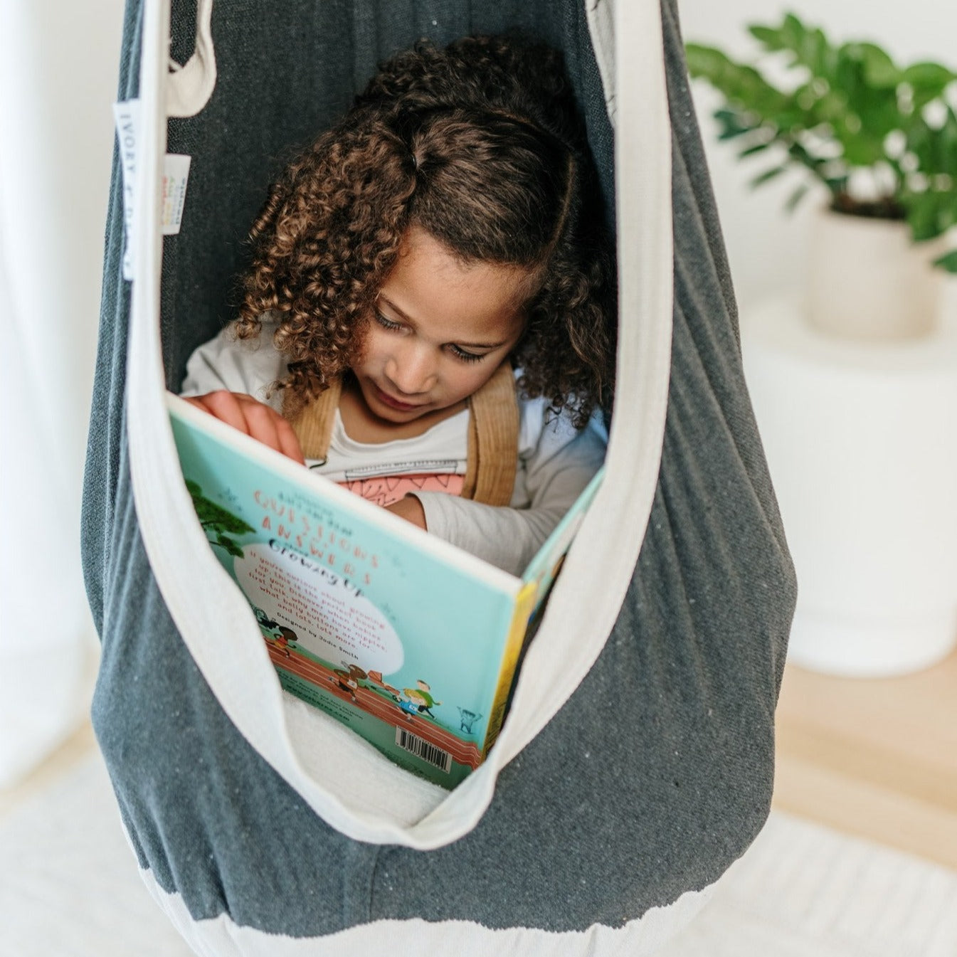 Therapy Swing Pod Cozy Cocoon - Charcoal with Natural White Trim